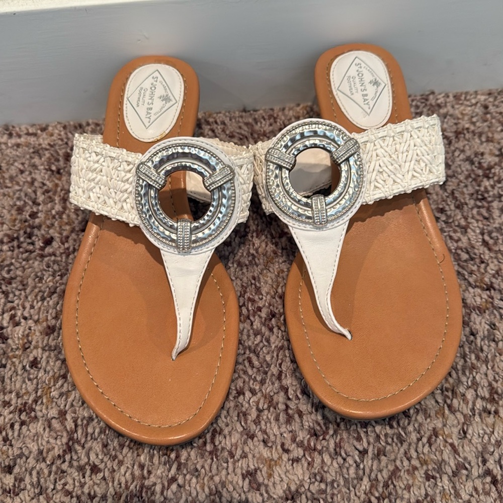 ST. JOHNS BAY White T-Strap Sandals